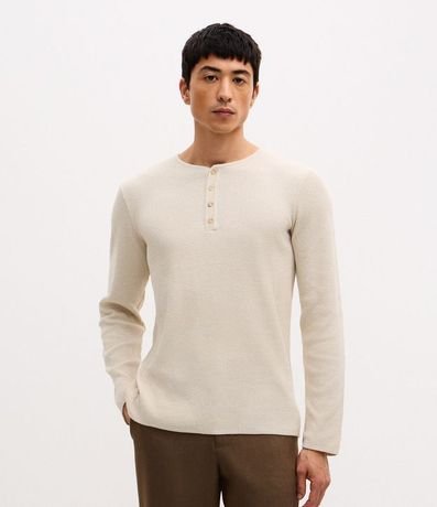 Remera Manga Larga Texturizado Henley