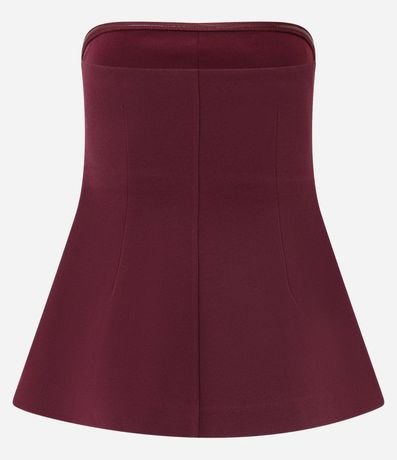 Blusa Sin Breteles en Crepé con Ruedo Peplum 2