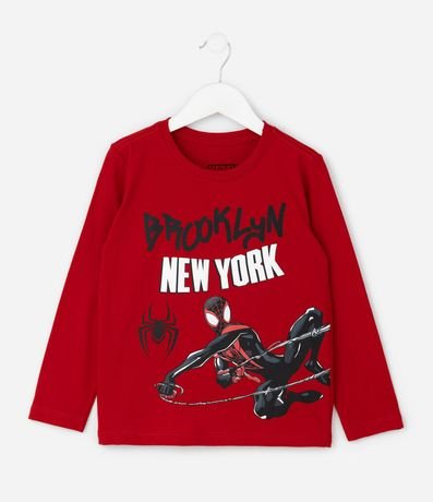 Remera Infantil en Algodón Estampa Spider-Man - Talle 4 a 12 años 2