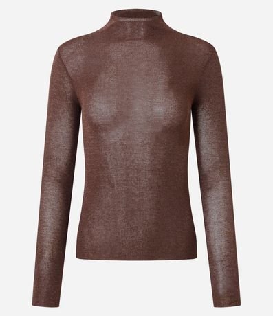 Blusa Regular en Punto con Leve Transparencia