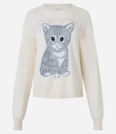 Blusa en Punto con Estampa de Gato 5