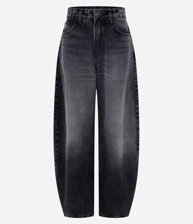 Pantalón Barrel Jeans con Cintura Alta y Lavado Desteñido