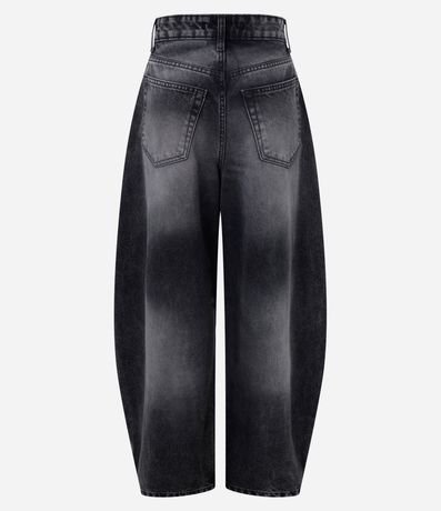 Pantalón Barrel Jeans con Cintura Alta y Lavado Desteñido 2