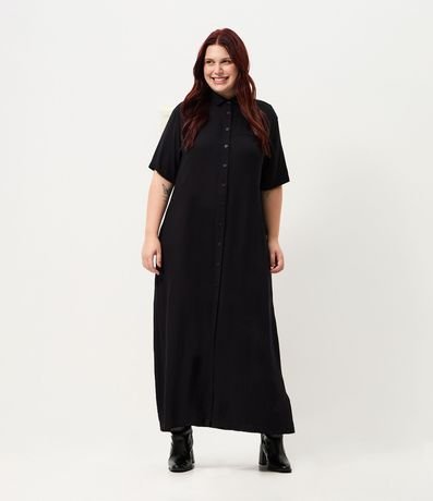 Vestido Chemise Midi Viscosa Curve & Plus Size