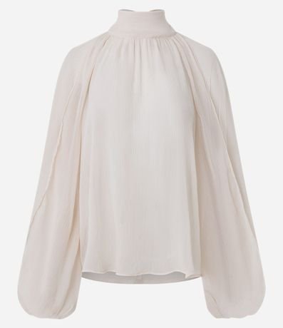 Blusa Amplia en Chiffon con Cuello Lazo y Recortes Vazados 6