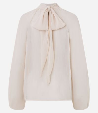 Blusa Amplia en Chiffon con Cuello Lazo y Recortes Vazados 8
