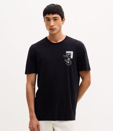 Remera Manga Corta en Algodón con Estampa de Bicicleta
