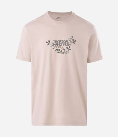 Remera Masculina de Algodón con Lettering Tropical Handmade