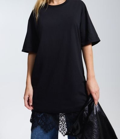 Vestido Recto en Algodón con Encaje en el Ruedo 3