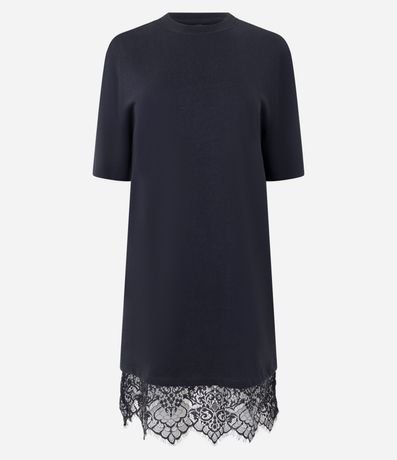 Vestido Recto en Algodón con Encaje en el Ruedo 4