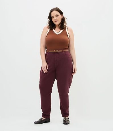Blusa Musculosa en Ribana con Cuello V en Retilínea Curve & Plus Size 2
