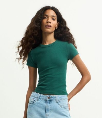 Blusa Alargada Ajustada en Rib