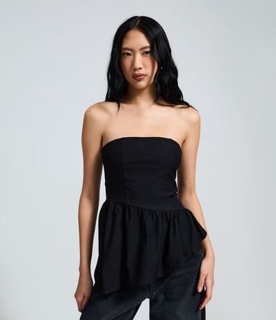 Blusa Peplum en Bengalina con Bajo Asimétrico