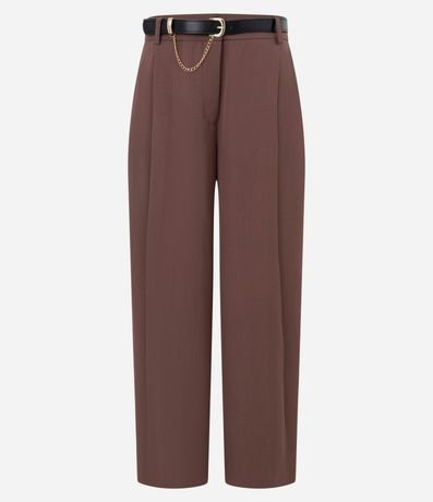 Pantalón Wide Leg Sastrería con Cinturón y Detalle de Cadena 2
