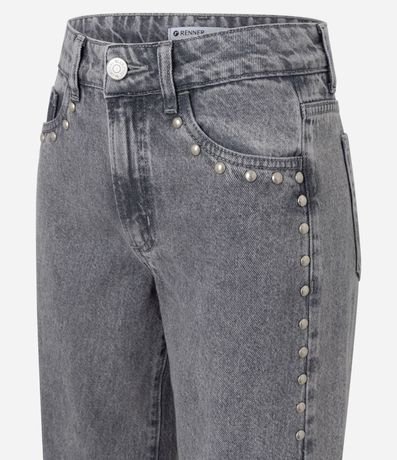 Pantalón Wide en Jeans con Cintura Baja y Tachuelas Aplicado 6
