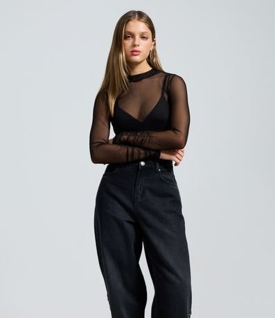 Pantalón Baggy en Jeans con Recortes de Estrellas y Cintura Mediana 4