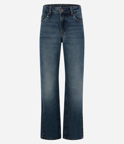 Pantalón Bootcut en Jeans con Cintura Baja y Tachuelas en los Bolsillos