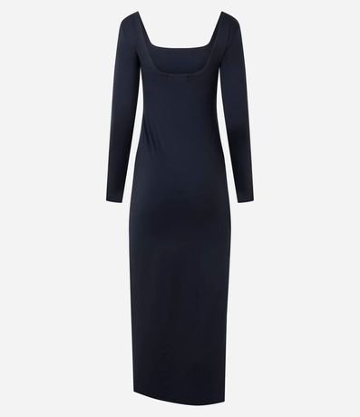 Vestido Midi en Microfibra con Escote Cuadrado y Manga Larga 6