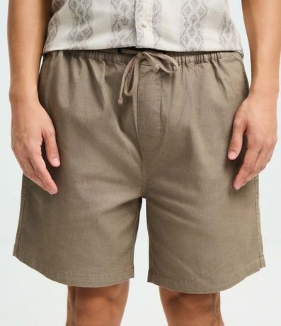 Bermuda en Sarga Texturizada con Cintura Elástica 2