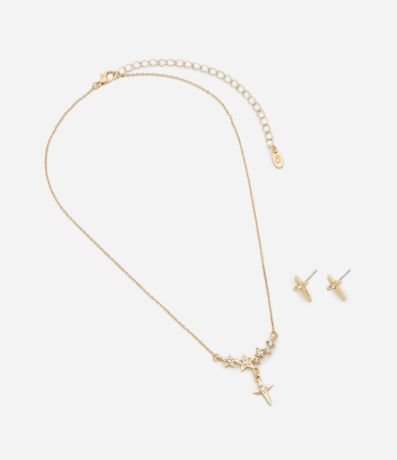 Conjunto de Collar y Caravanas con Aplicación de Strass 2