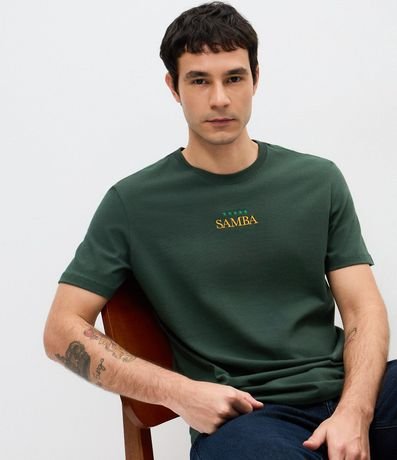 Remera Manga Corta con Bordado Samba