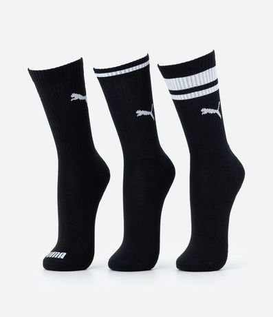 Kit 03 Medias Caña Larga Deportivas en Algodón Puma