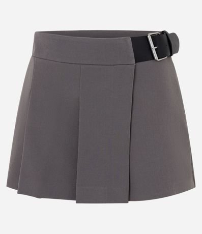 Short Pollera Sastre con Plegado Delantero y Cinturón Lateral 5
