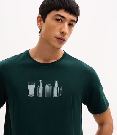Remera Manga Corta en Algodón con Estampa de Cerveza 3