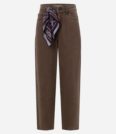 Pantalón Baggy en Jeans con Cintura Mediana y Pañuelo Decorativo 5