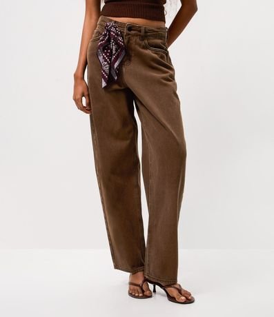 Pantalón Baggy en Jeans con Cintura Mediana y Pañuelo Decorativo 2