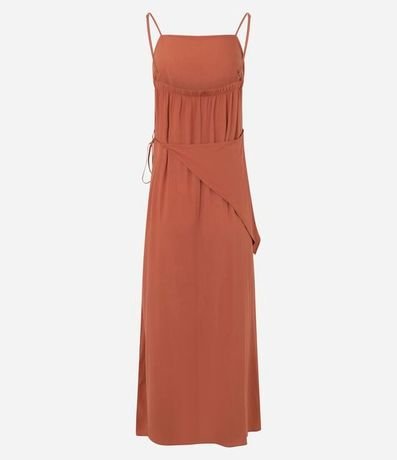 Vestido Largo Maquinetado con Pañuelo Desmontable 6