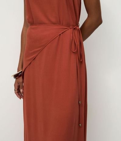 Vestido Largo Maquinetado con Pañuelo Desmontable 4