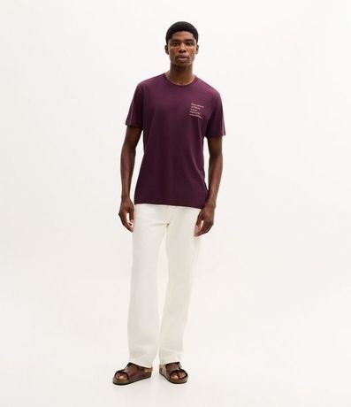 Remera Manga Corta en Algodón con Lettering Fibra Natural 2