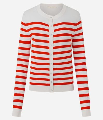 Cardigan en Punto con Estampado Rayado 5