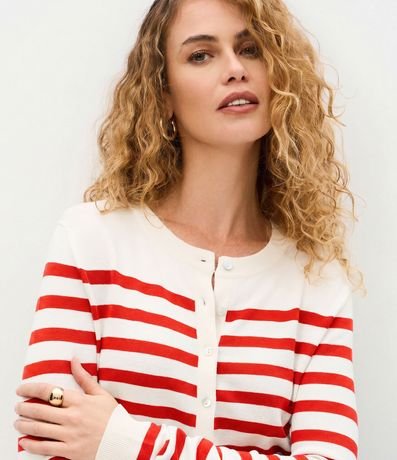 Cardigan en Punto con Estampado Rayado 3