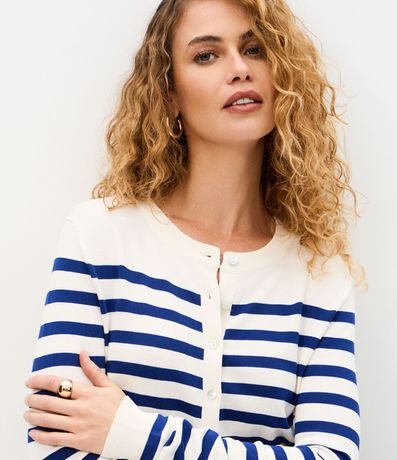 Cardigan en Punto con Estampado Rayado 3