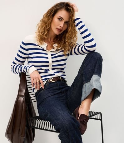 Cardigan en Punto con Estampado Rayado 5