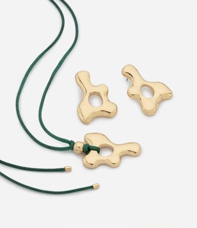Conjunto de Collar y Caravanas con Colgante Orgânico