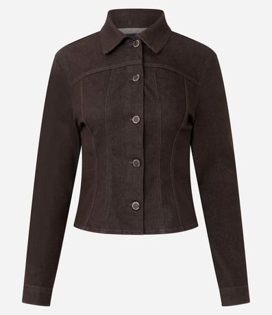 Campera Acinturada en Sarga con Recortes Estructurados