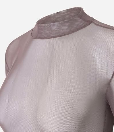 Blusa en Tule con Cuello Alto y Fruncidos 2