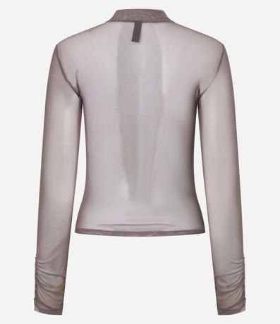 Blusa en Tule con Cuello Alto y Fruncidos 3