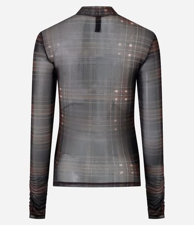 Blusa en Tule de Cuadros con Mangas Drapeadas 6