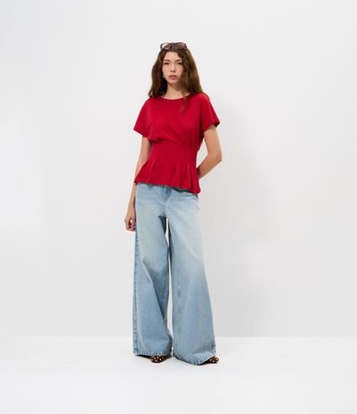 Blusa Peplum en Cotton con Pliegues 2