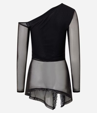 Blusa Asimétrica en Tule con Encaje 4