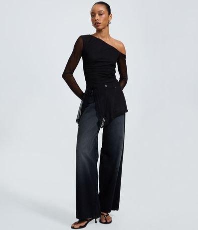 Blusa Asimétrica en Tule con Encaje 6