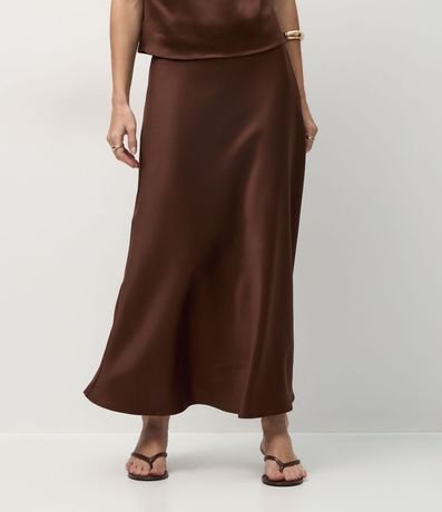 Pollera Midi Satinada Lisa Evasê 3