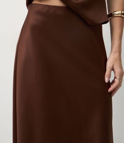 Pollera Midi Satinada Lisa Evasê 4