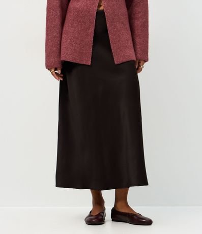 Pollera Midi Satinada Lisa Evasê 3