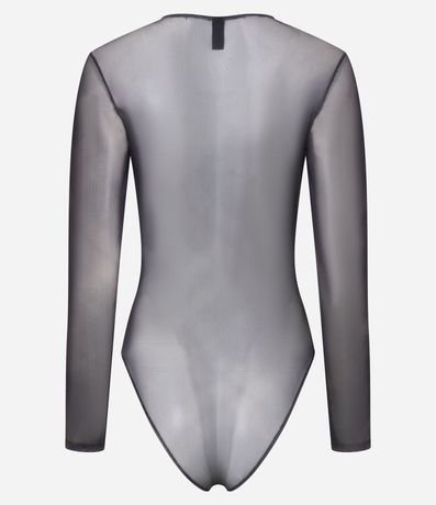 Body en Tule de Cuadros con Escote V Encaje 7