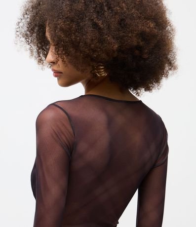 Body en Tule de Cuadros con Escote V Encaje 4